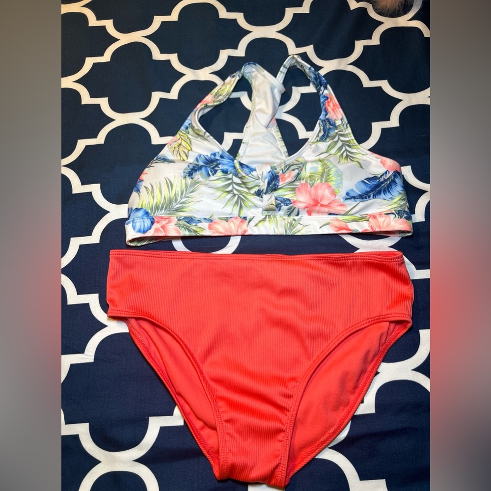 EUc girls Tropical Print Two-piece Swimsuit xL